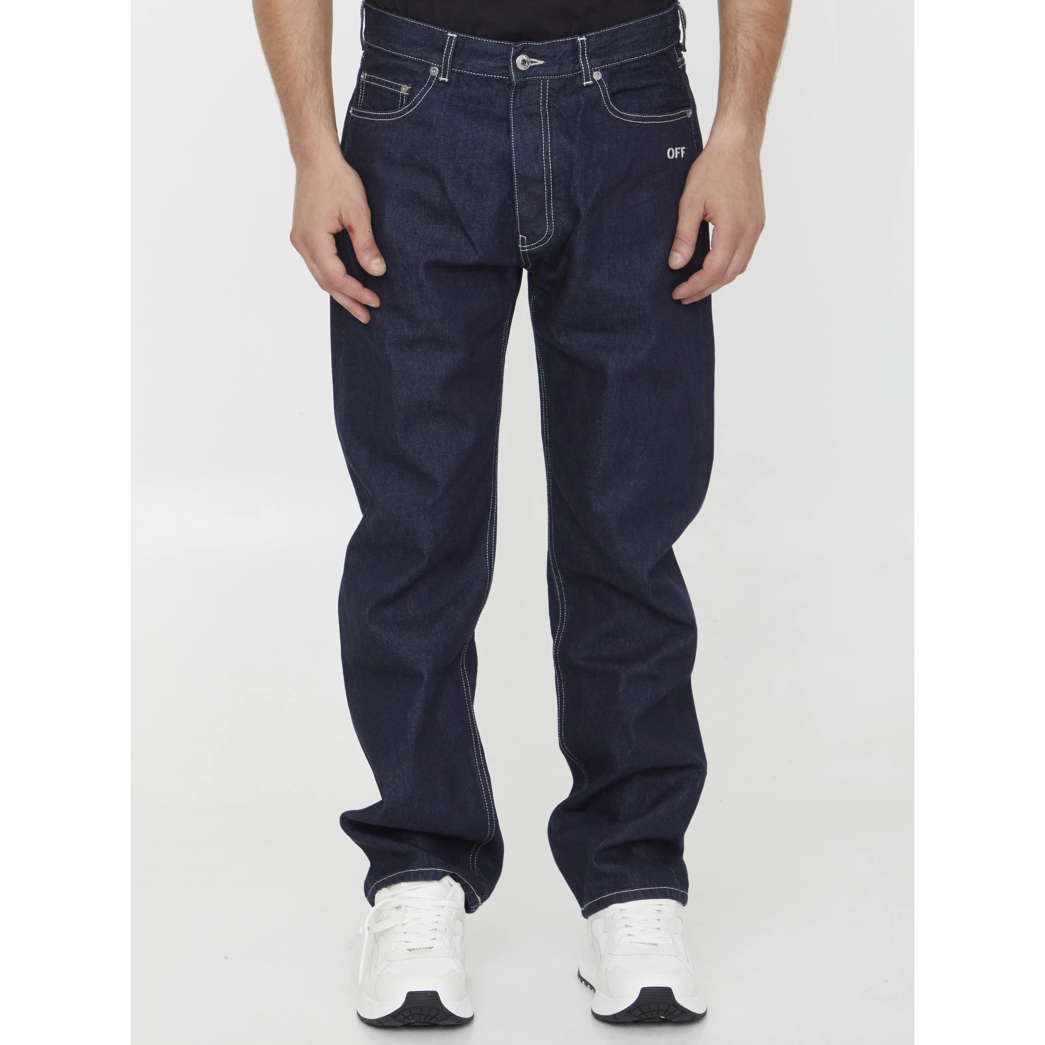 Off embroidery jeans