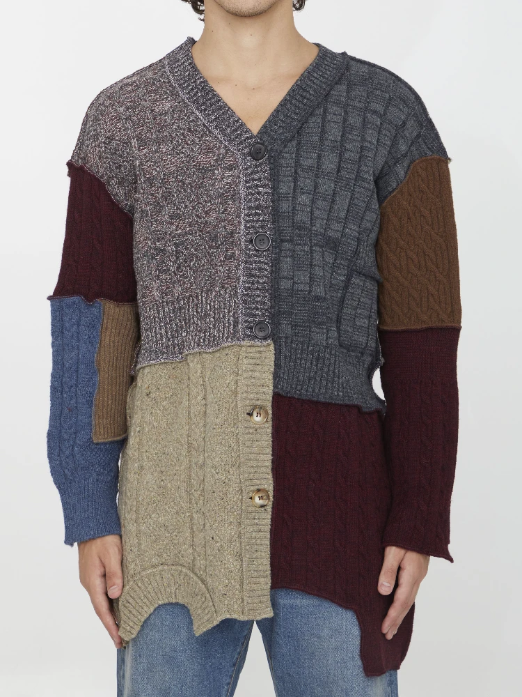 Patchwork distressed cardigan