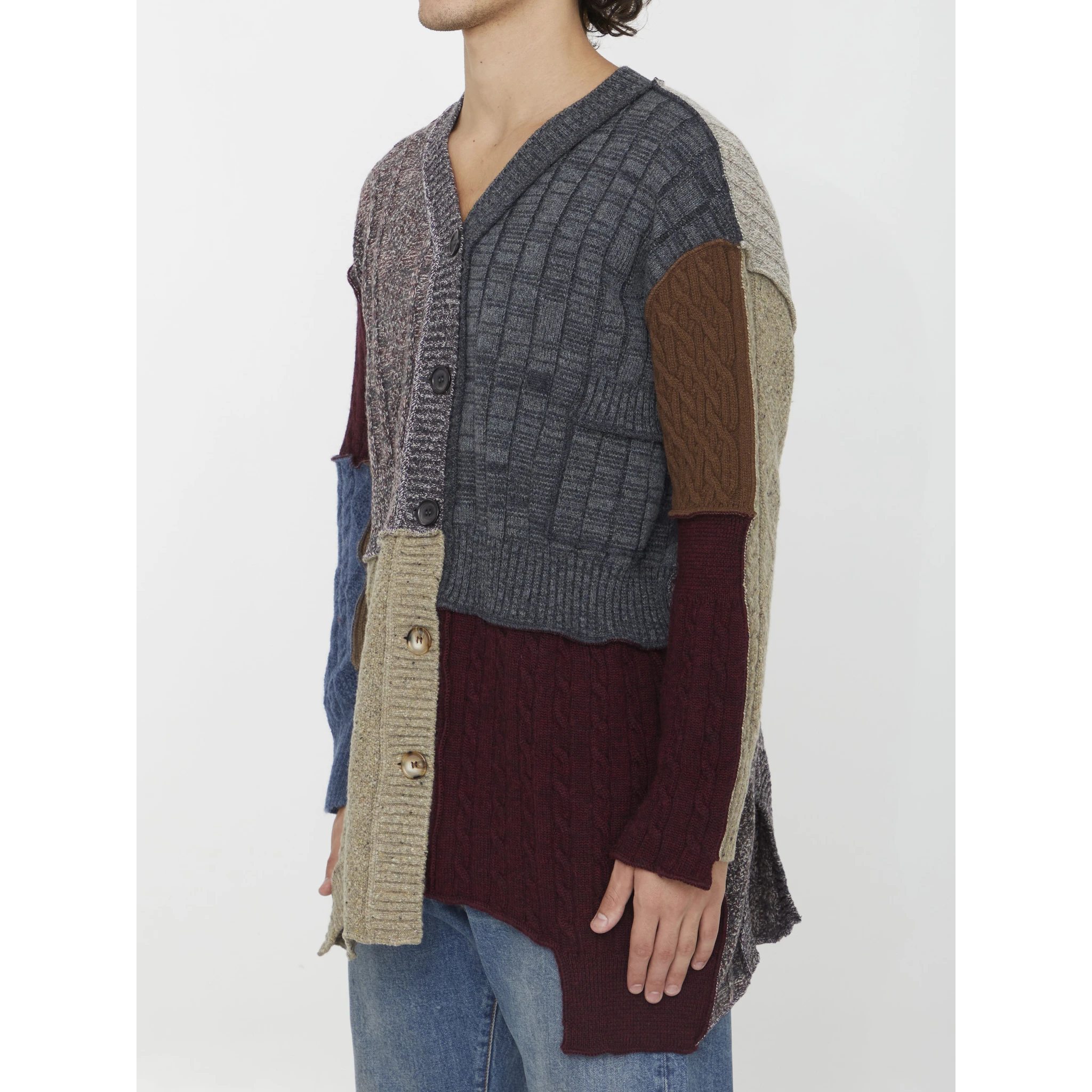 Patchwork distressed cardigan