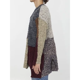 Patchwork distressed cardigan