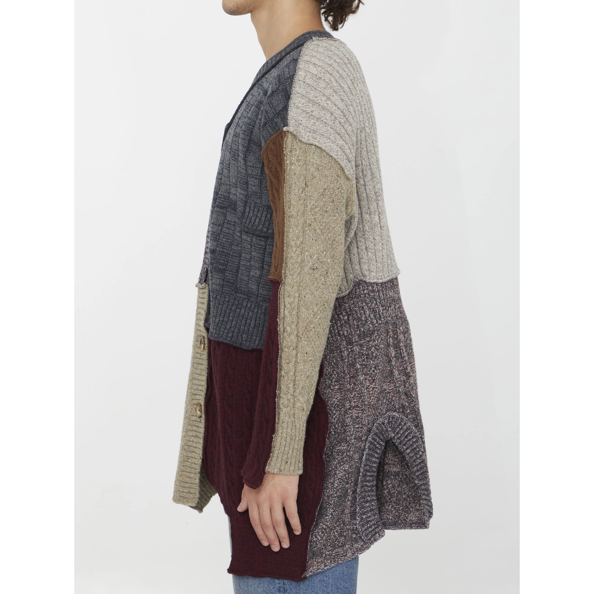 Patchwork distressed cardigan