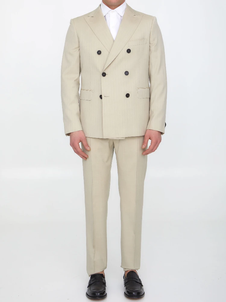 Sand-colored wool two-piece suit