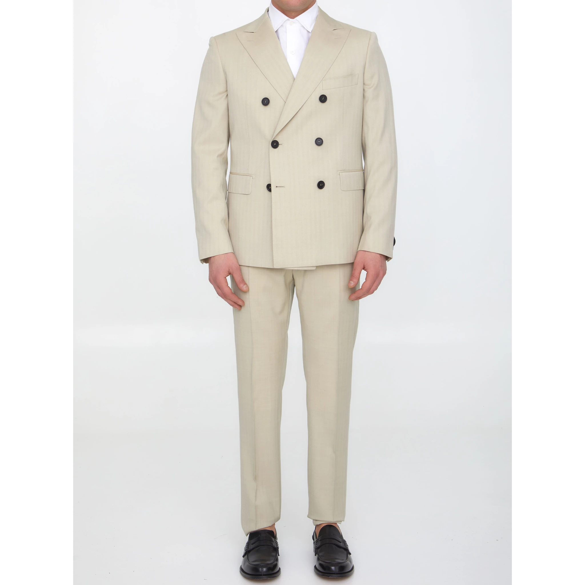 Sand-colored wool two-piece suit