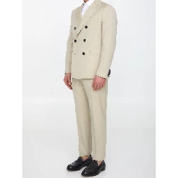 Sand-colored wool two-piece suit