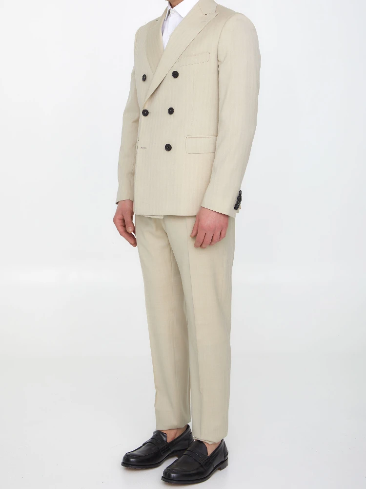 Sand-colored wool two-piece suit alternative