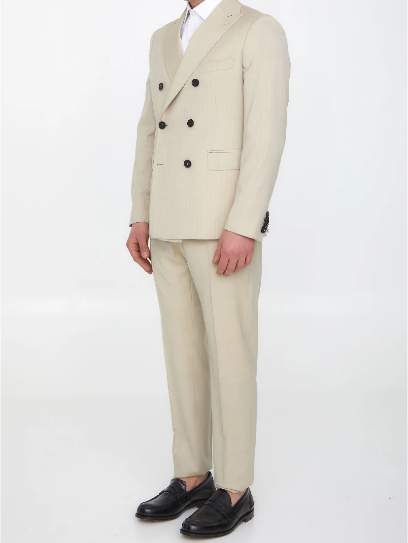 Sand-colored wool two-piece suit