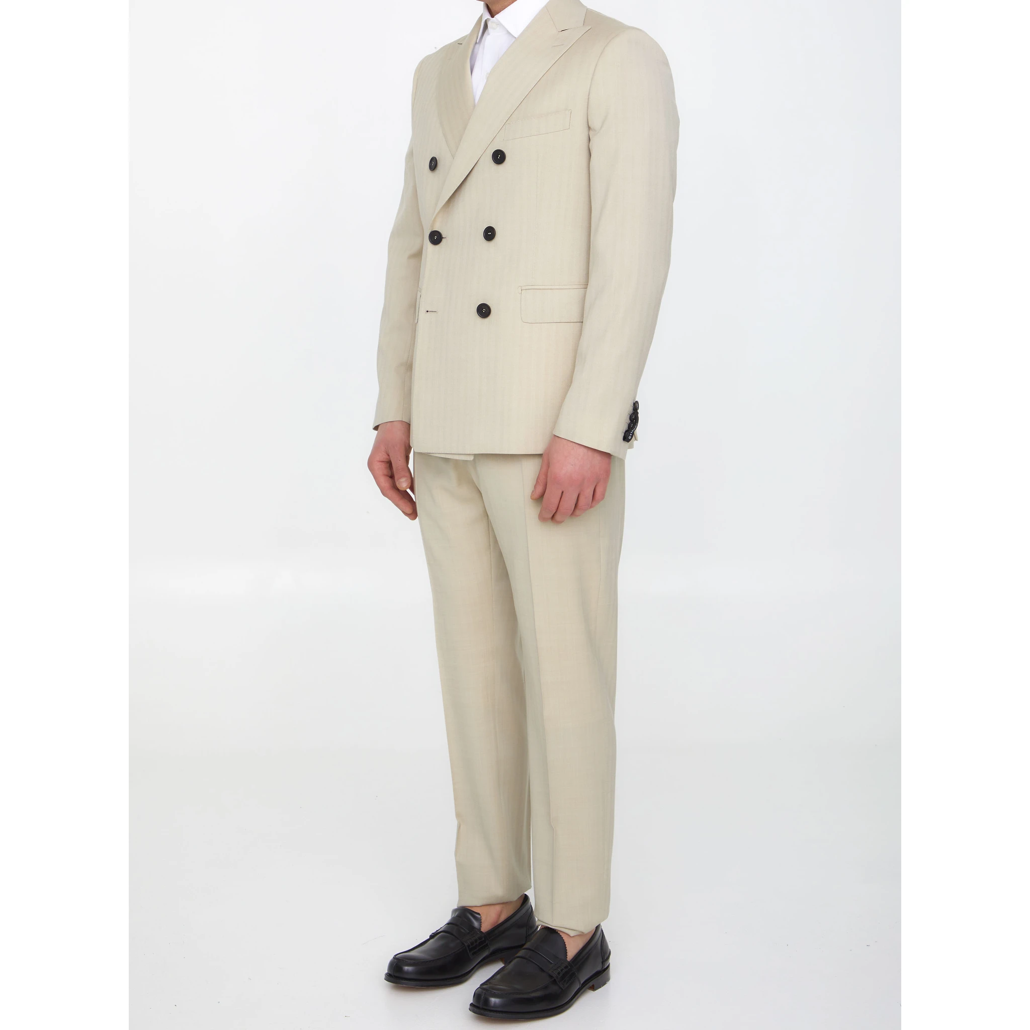 Sand-colored wool two-piece suit