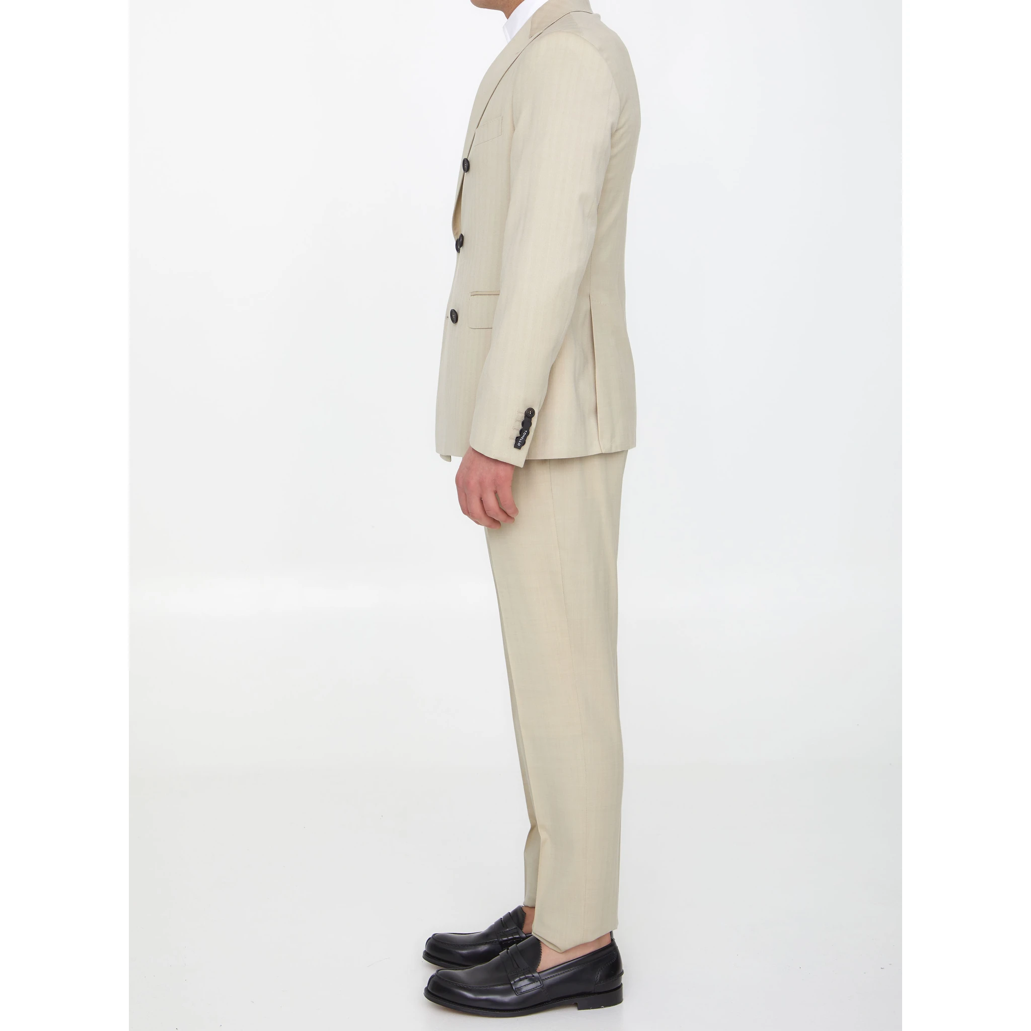 Sand-colored wool two-piece suit