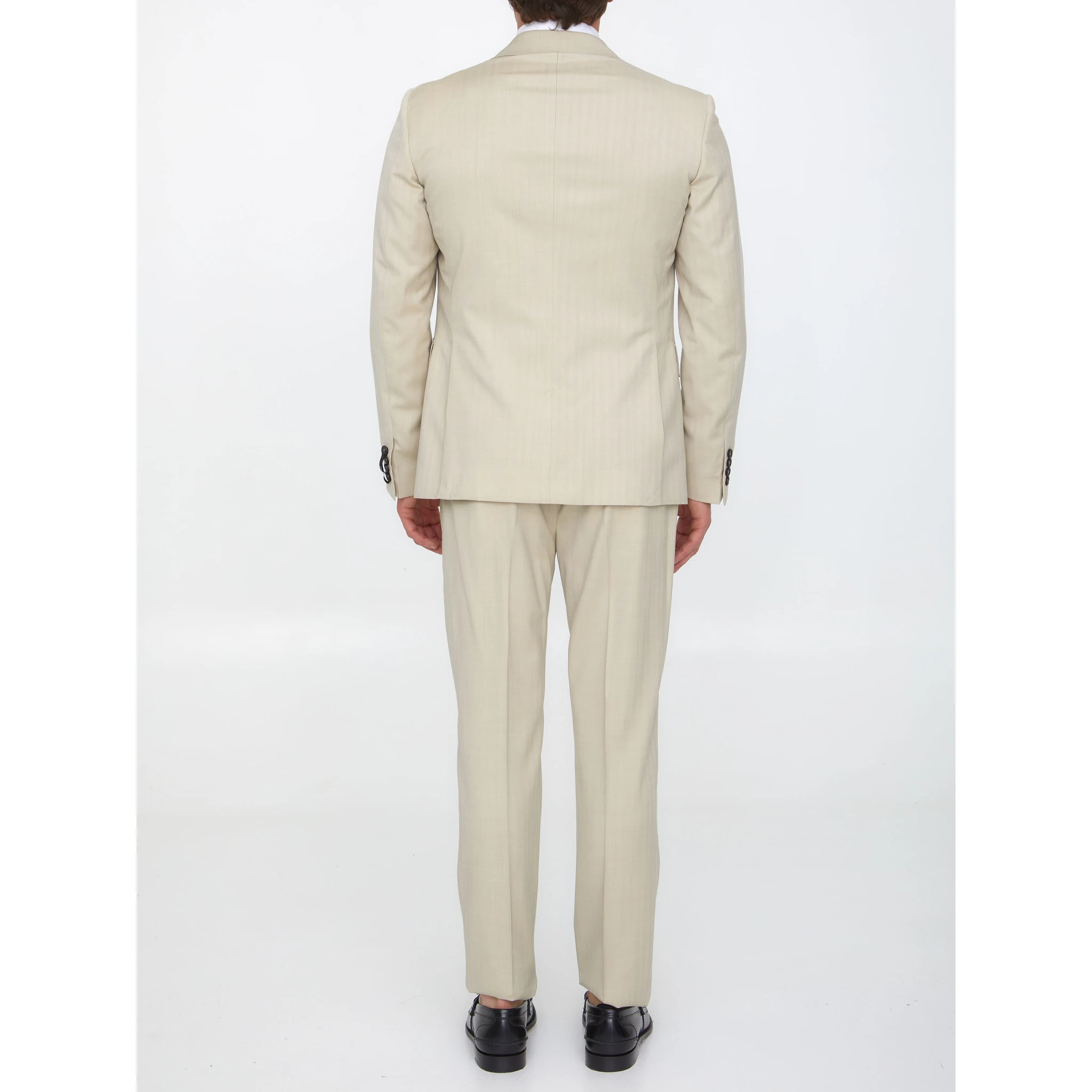 Sand-colored wool two-piece suit