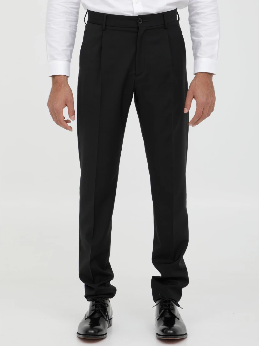 Black wool trousers