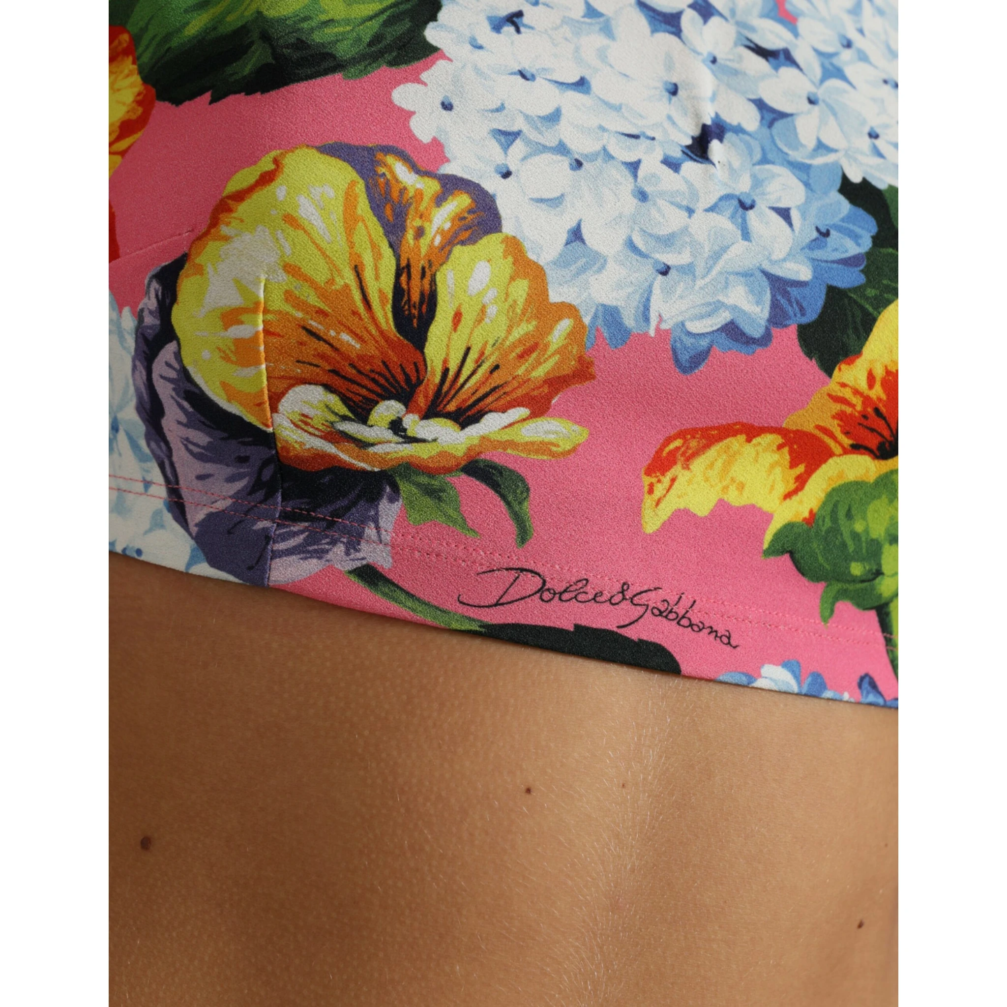 Multicolor Floral Long Sleeves Cropped Top