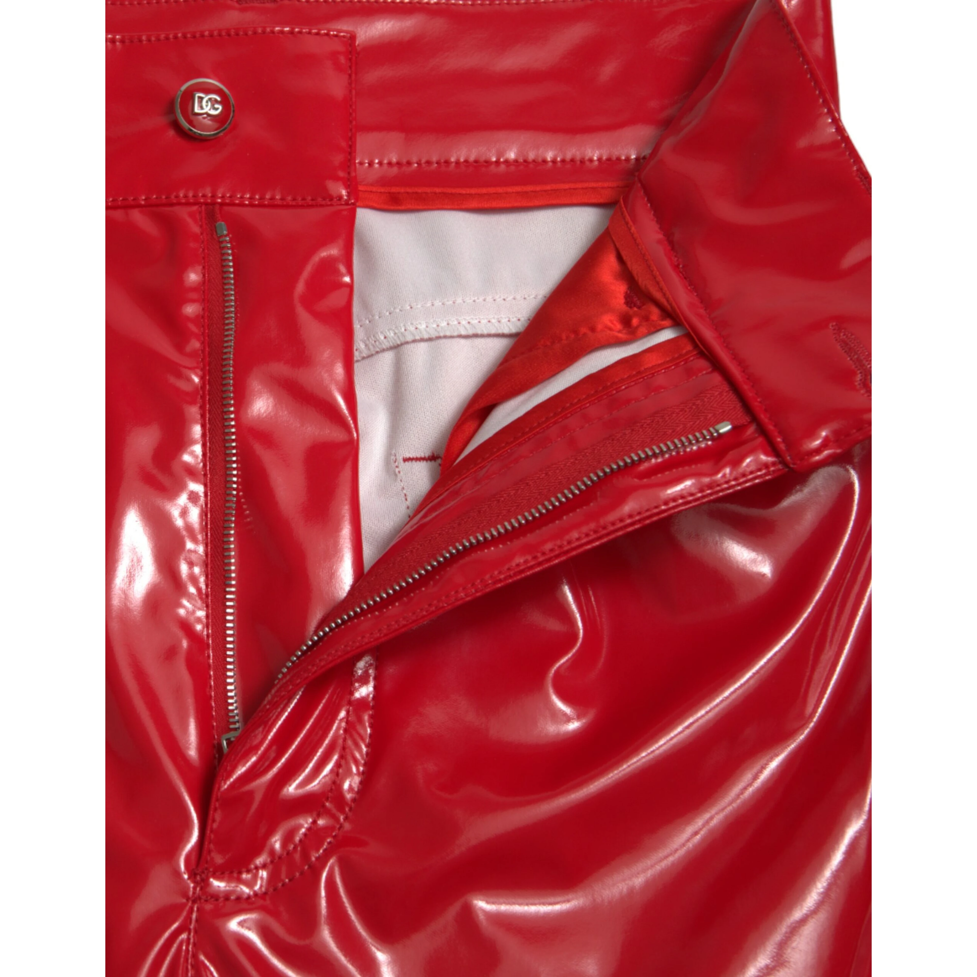 Shiny Red High Waist Skinny Pants