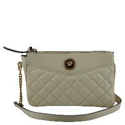 White Lamb Leather Pouch Crossbody Bag