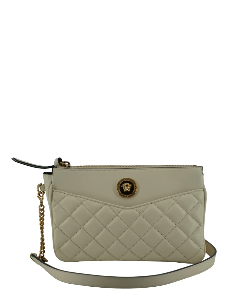 White Lamb Leather Pouch Crossbody Bag