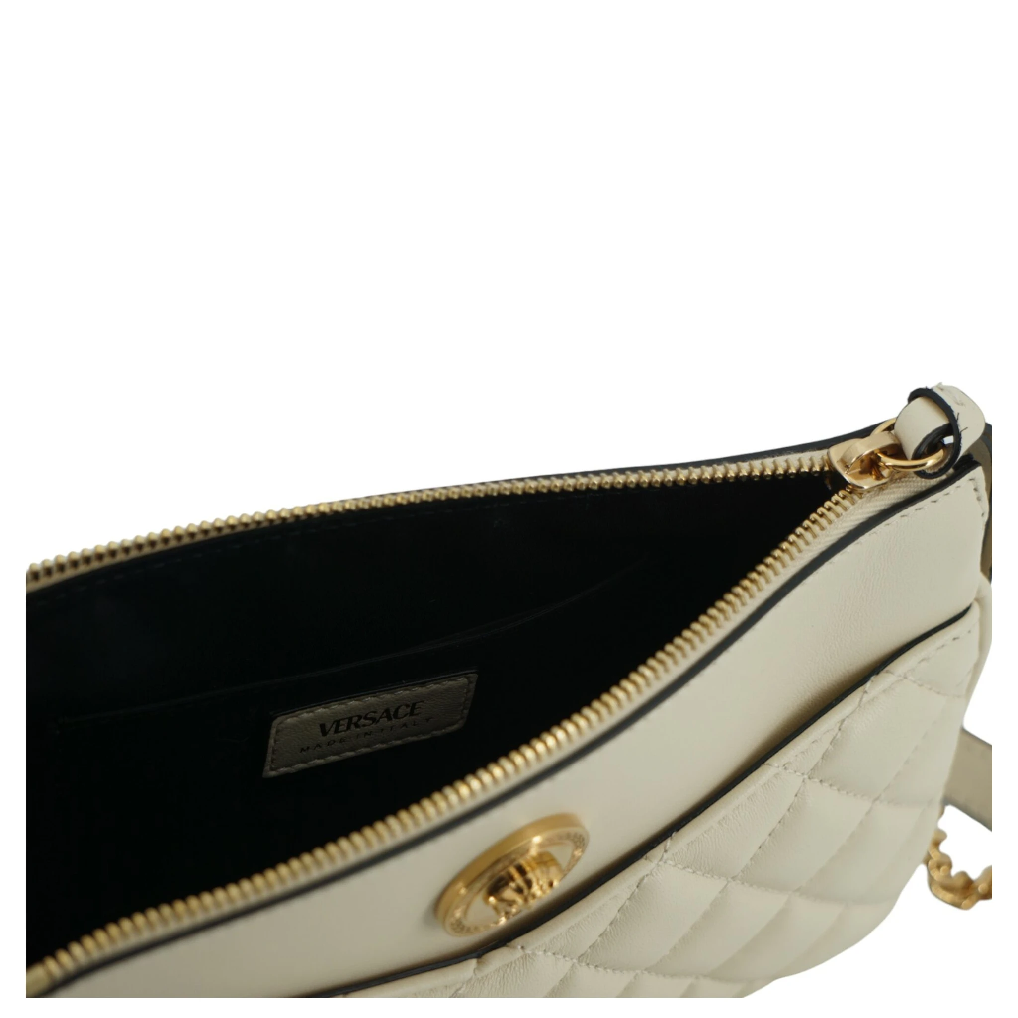 White Lamb Leather Pouch Crossbody Bag