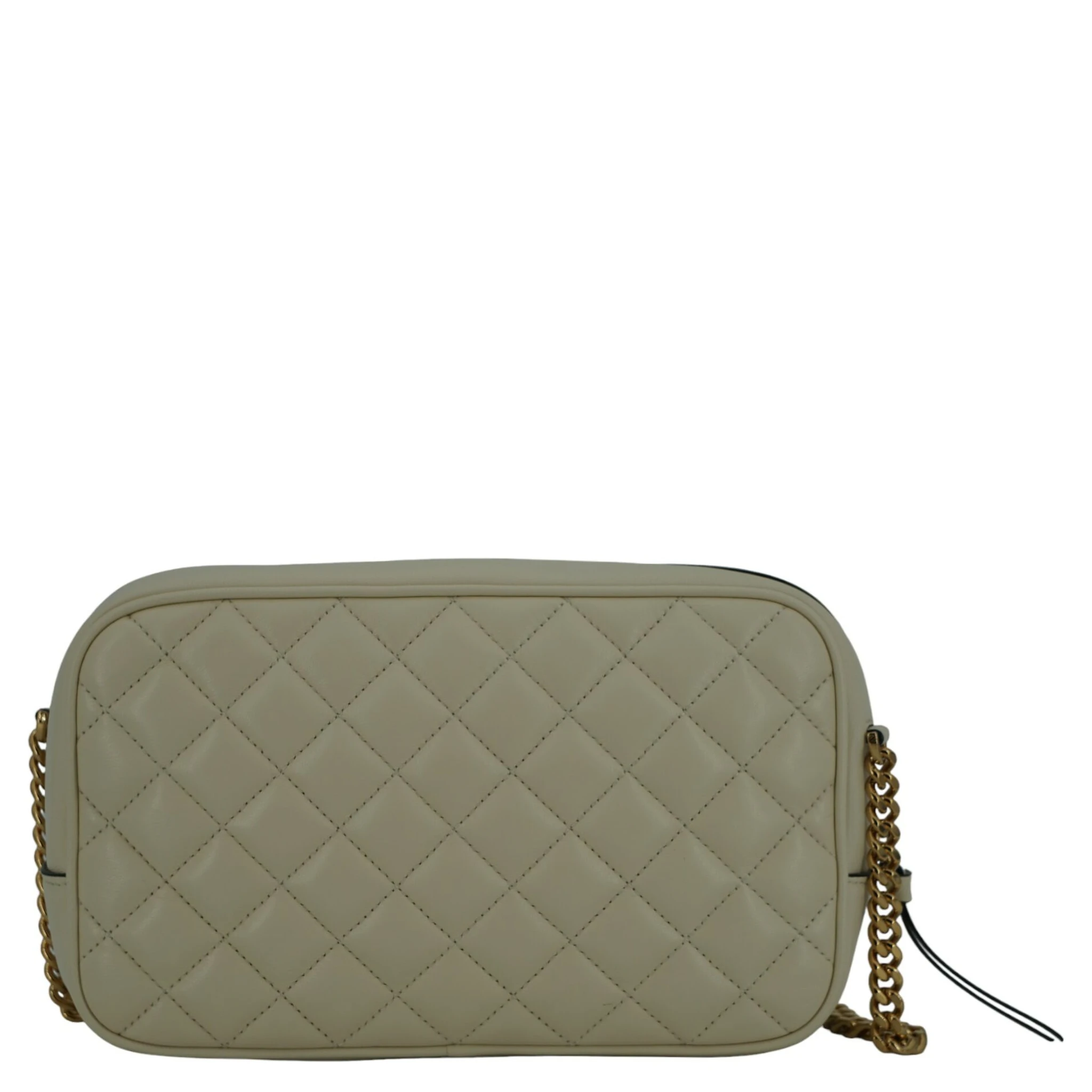 White Lamb Leather Medium Camera Shoulder Bag