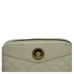 White Lamb Leather Medium Camera Shoulder Bag
