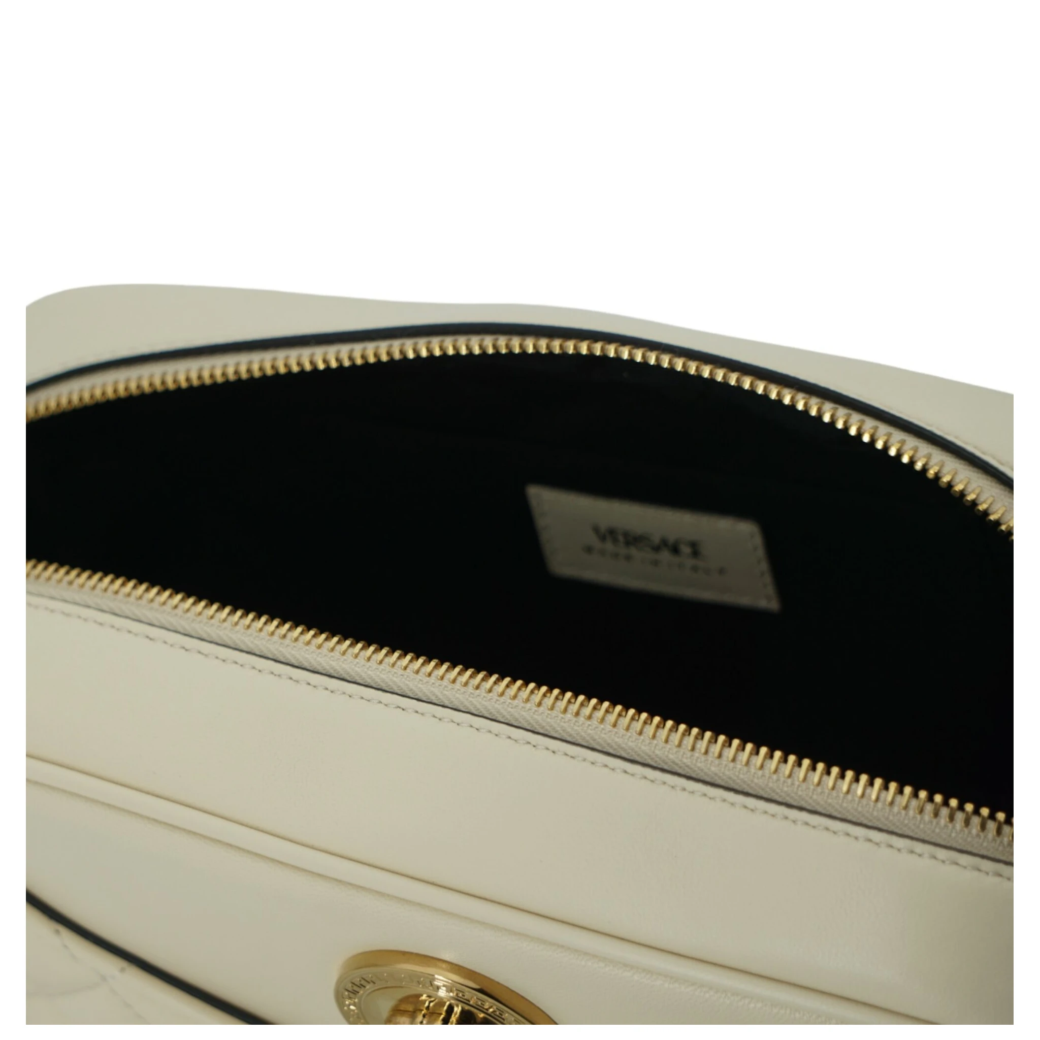 White Lamb Leather Medium Camera Shoulder Bag