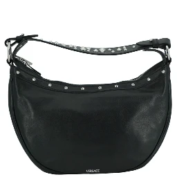 Black Calf Leather Small Hobo Shoulder Bag