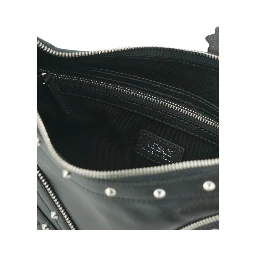 Black Calf Leather Small Hobo Shoulder Bag