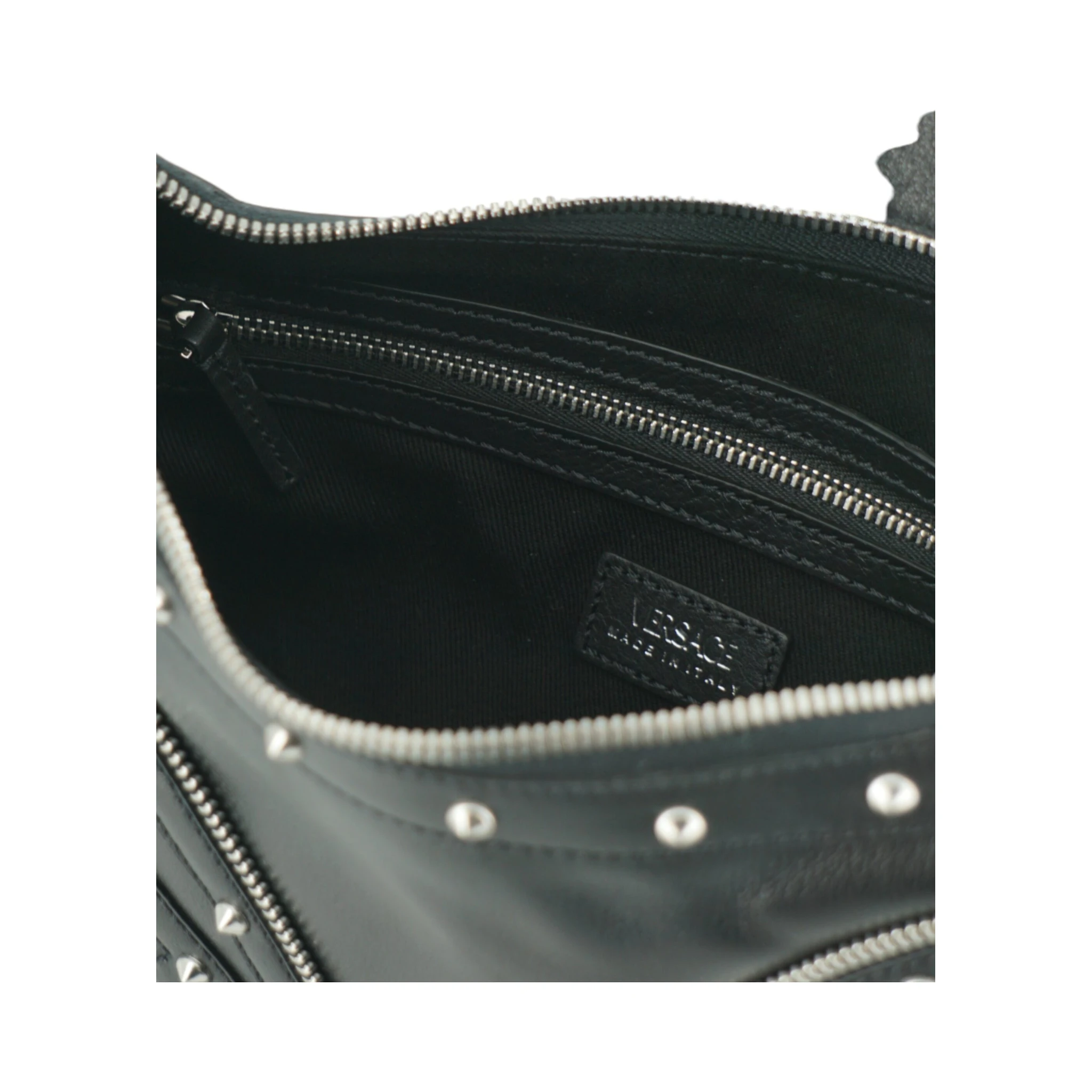 Black Calf Leather Small Hobo Shoulder Bag