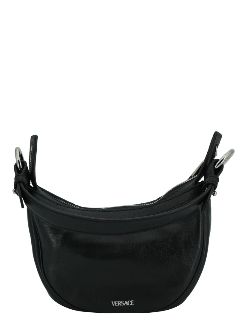 Black Calf Leather Hobo Mini Shoulder Bag