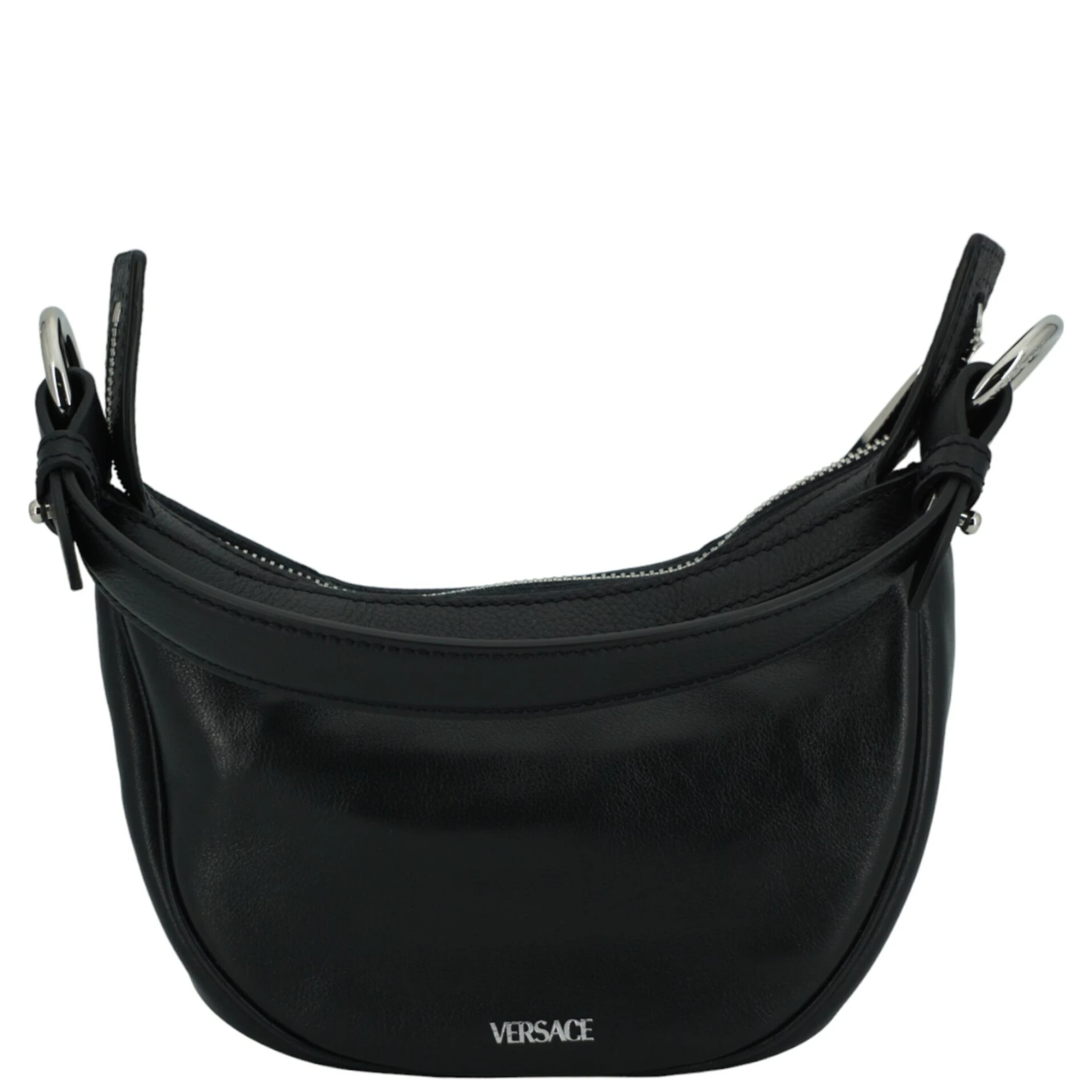 Black Calf Leather Hobo Mini Shoulder Bag