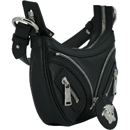 Black Calf Leather Hobo Mini Shoulder Bag