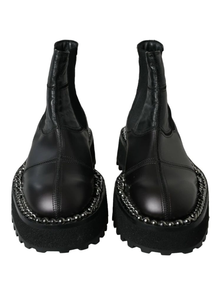 Black Leather Slip On Stretch Chelsea Boots Shoes alternative