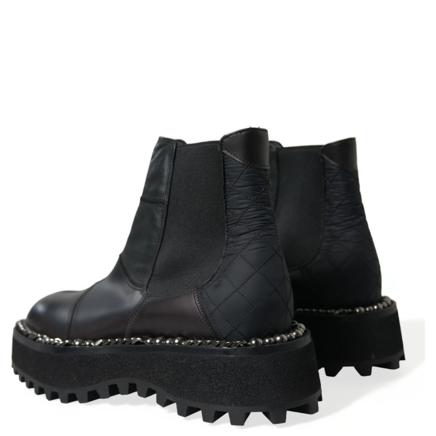 Black Leather Slip On Stretch Chelsea Boots Shoes