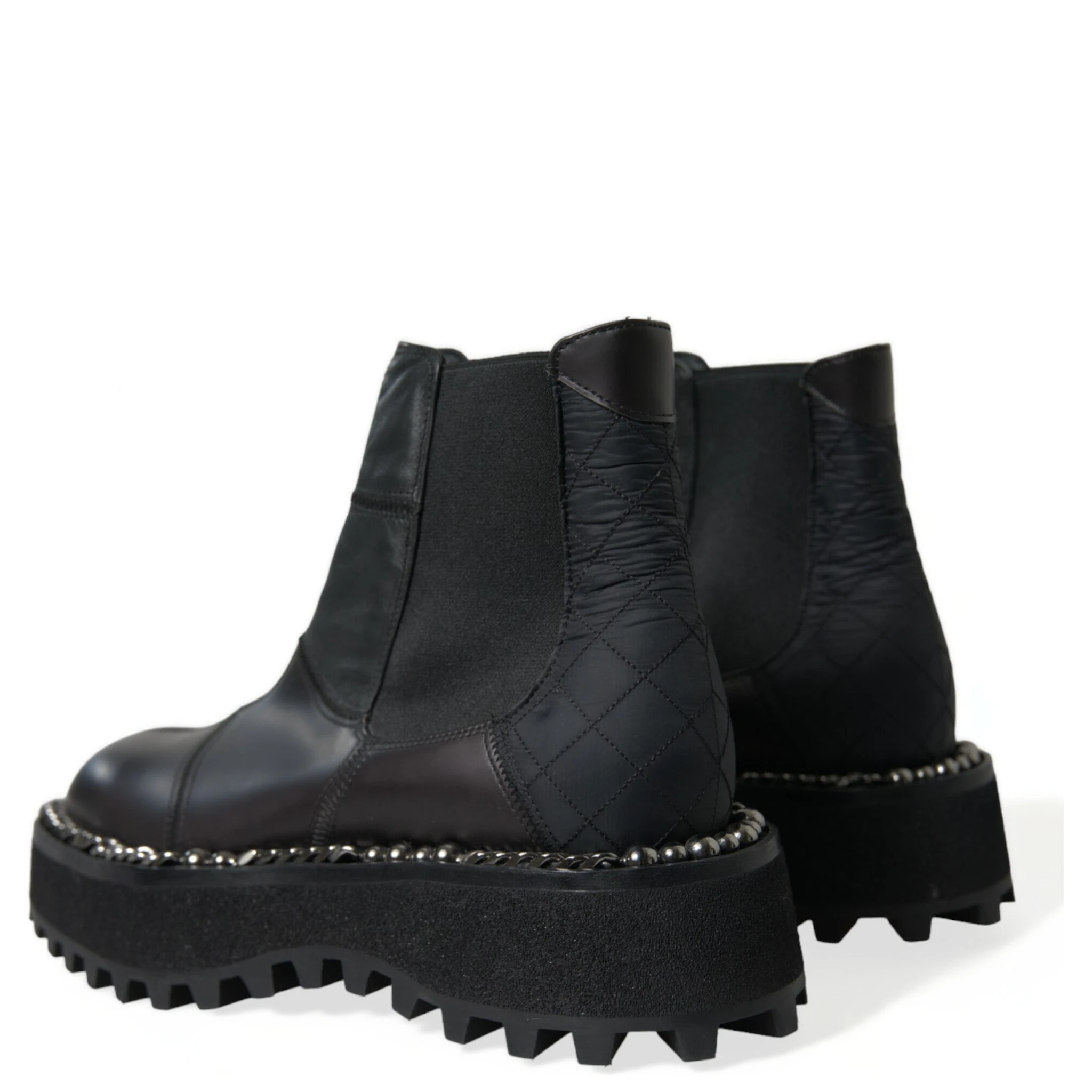 Black Leather Slip On Stretch Chelsea Boots Shoes