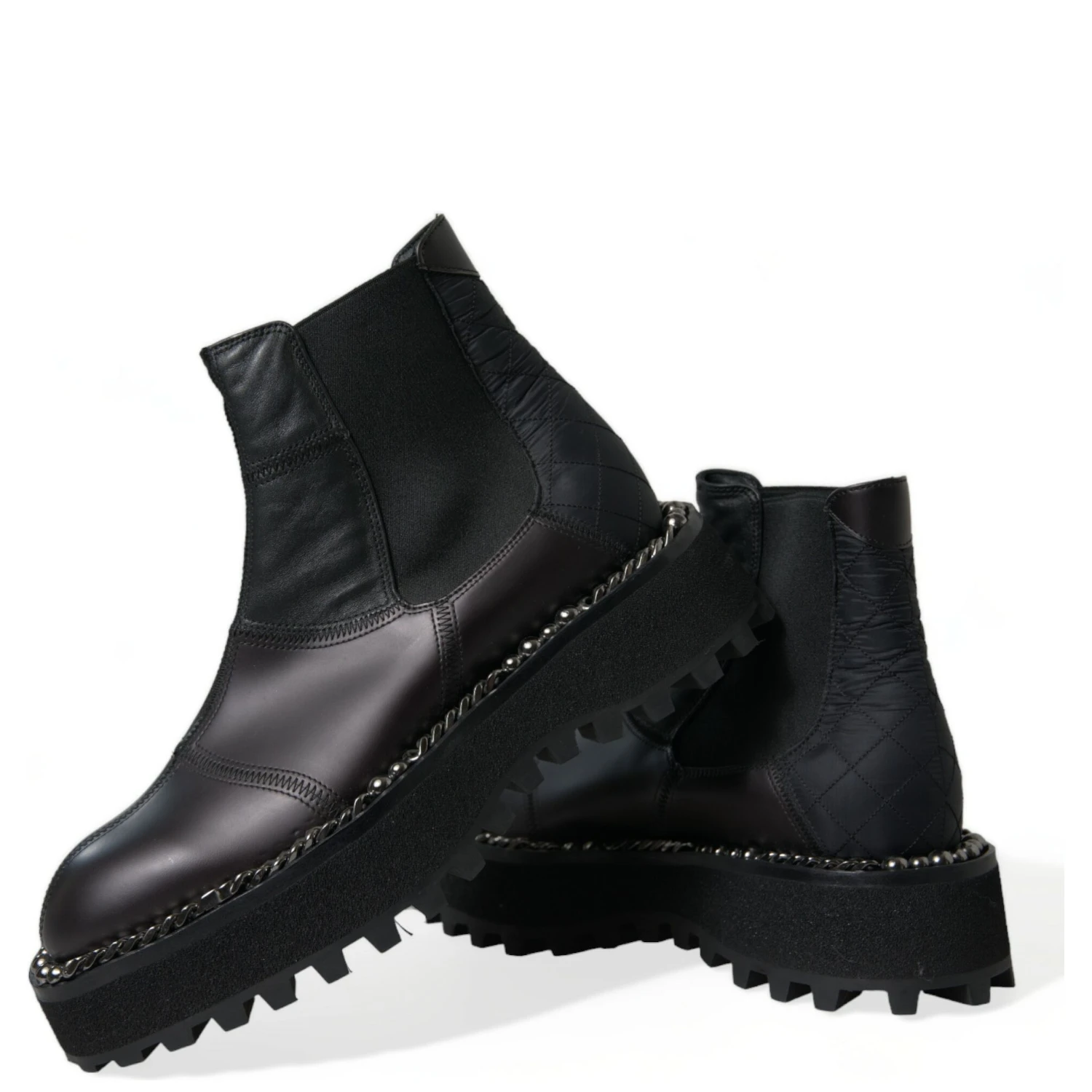 Black Leather Slip On Stretch Chelsea Boots Shoes