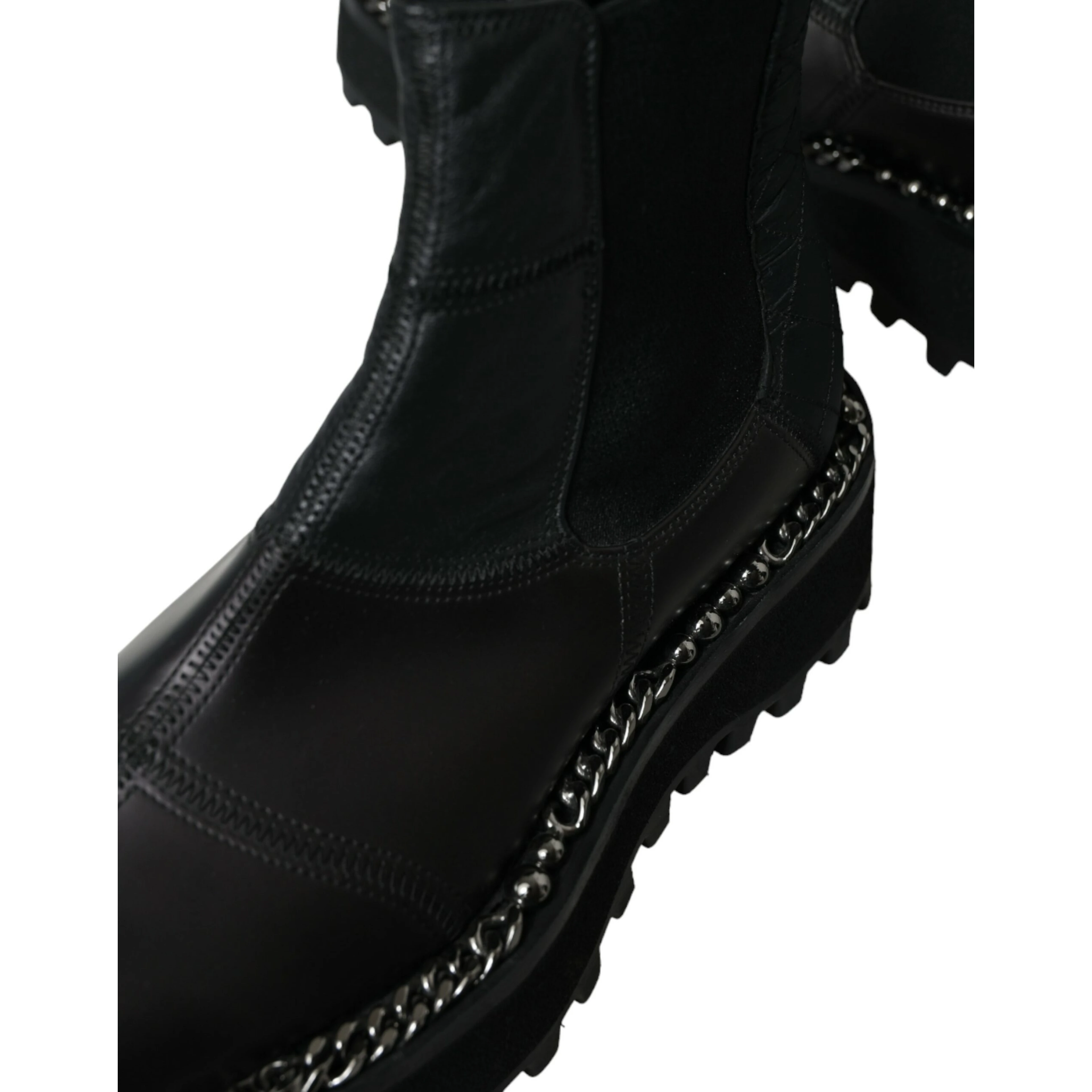 Black Leather Slip On Stretch Chelsea Boots Shoes