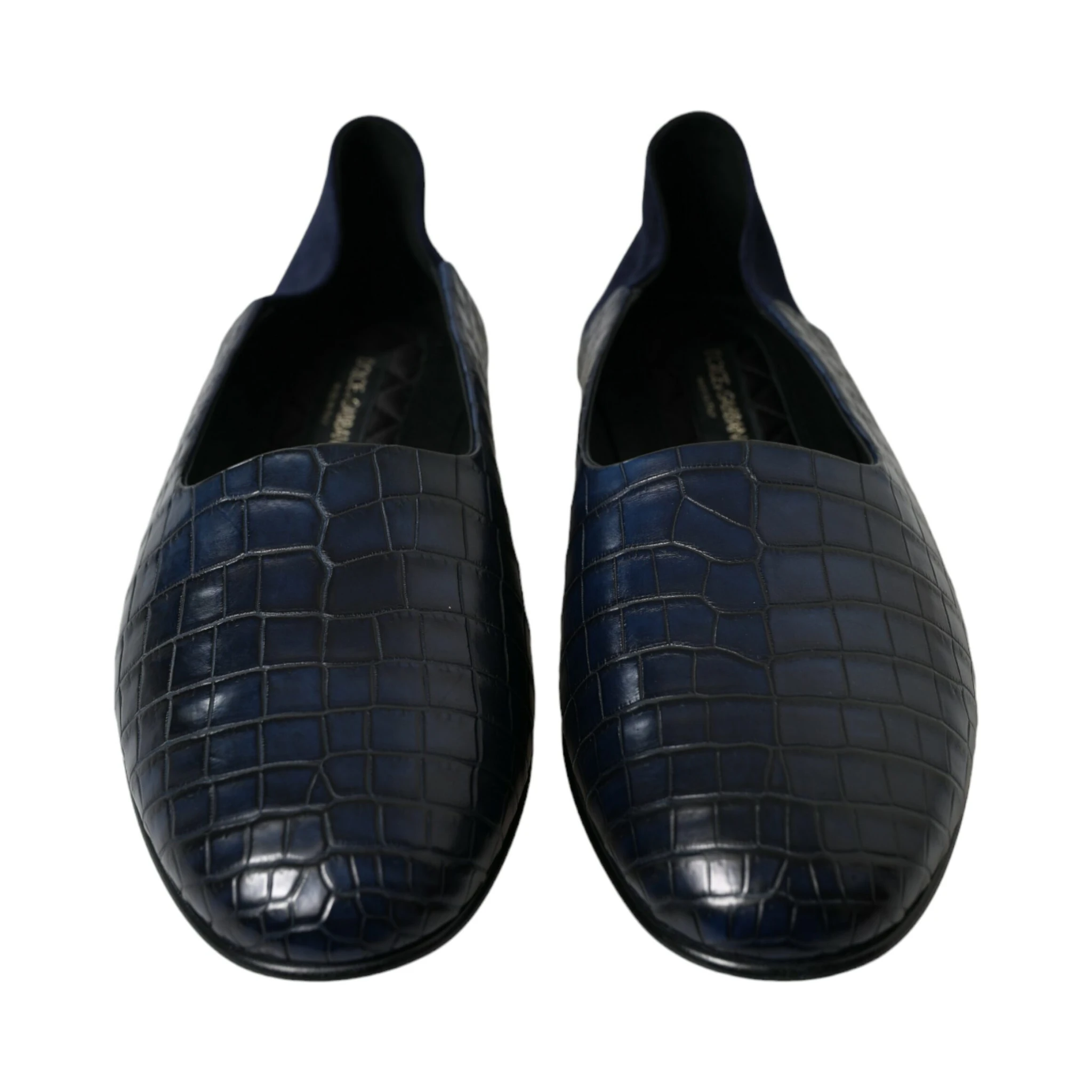 Blue Crocodile Leather Loafers Slip On Shoes
