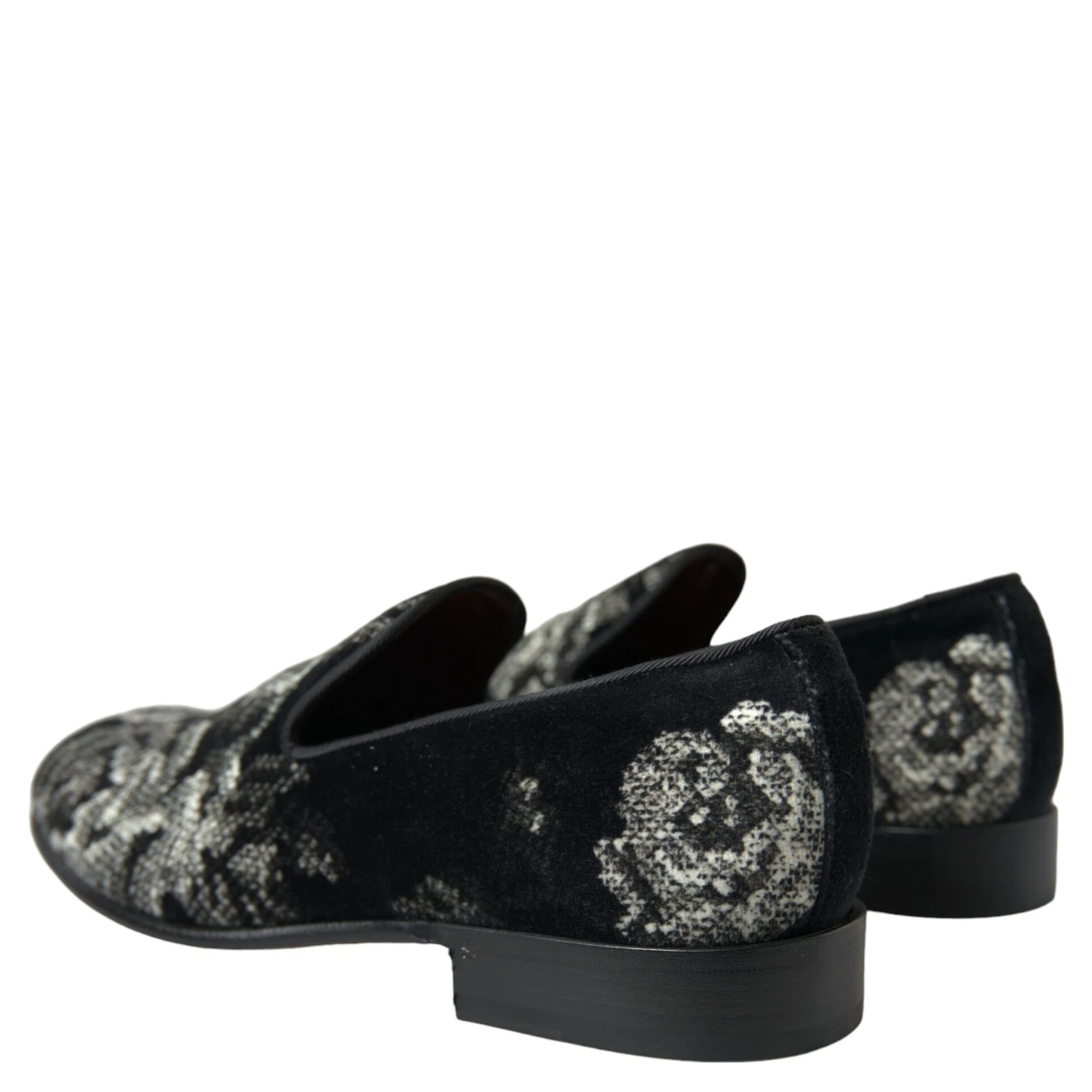 Black Floral Slippers Men Loafers Dress Shoes