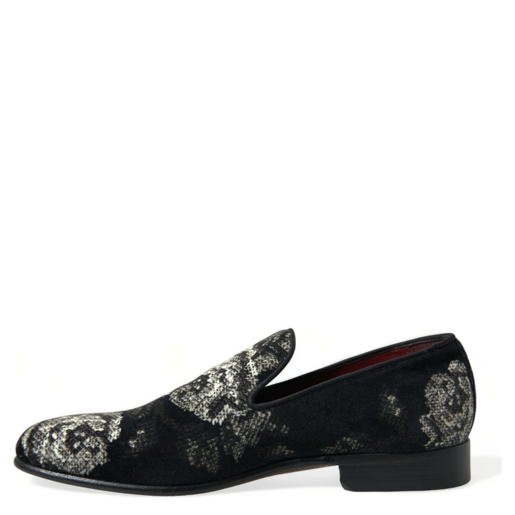 Black Floral Slippers Men Loafers Dress Shoes