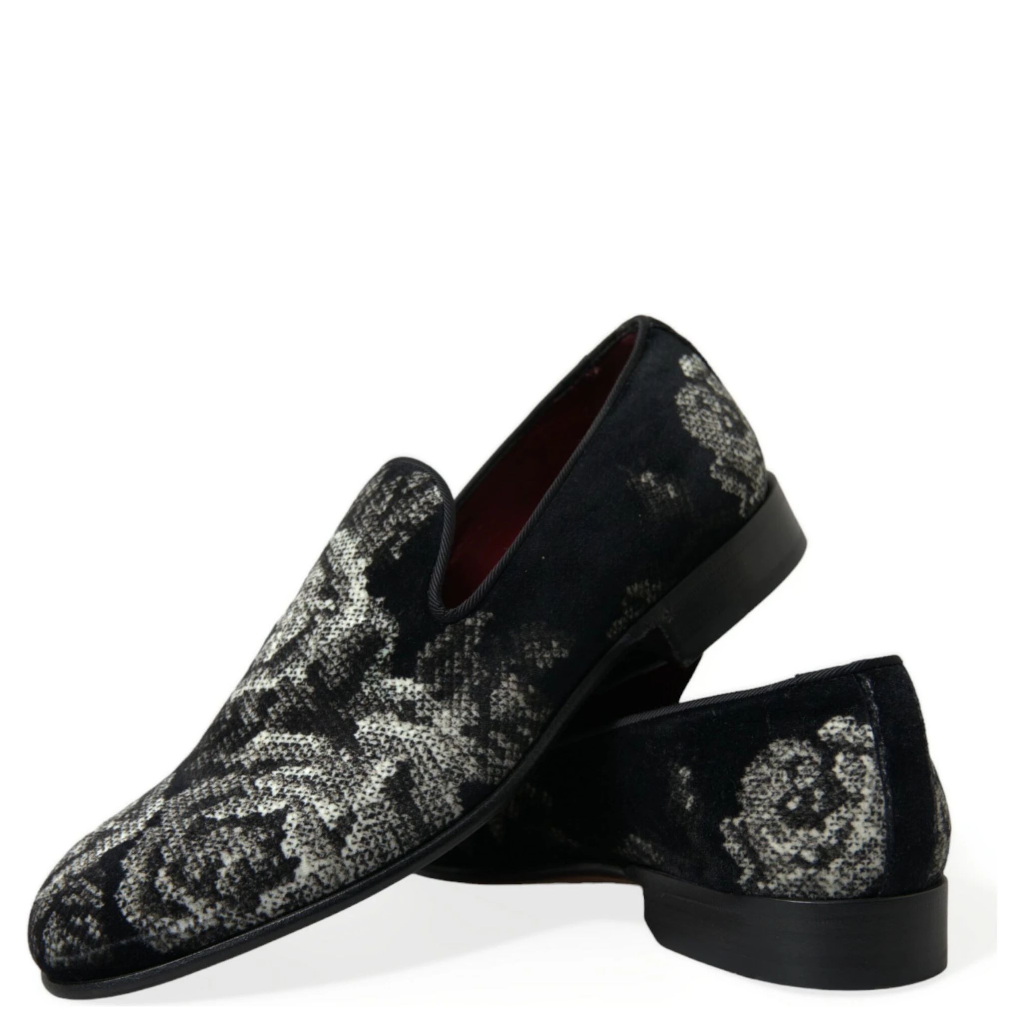 Black Floral Slippers Men Loafers Dress Shoes