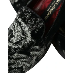 Black Floral Slippers Men Loafers Dress Shoes