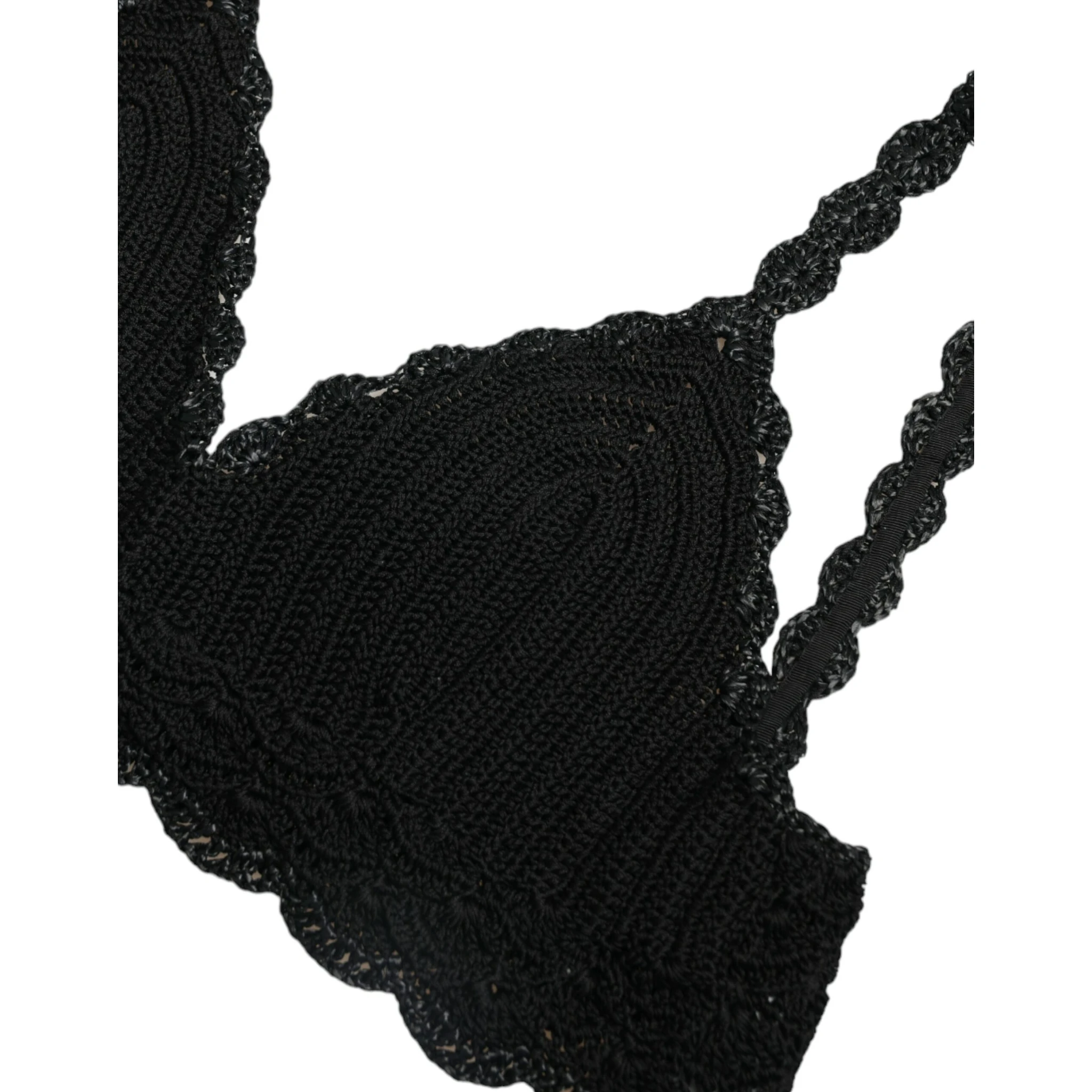 Black Cotton Bustier Cropped Crochet Tank Top