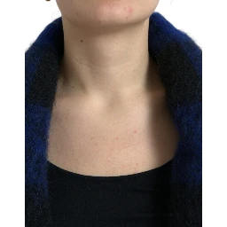 Black Blue Buffalo Check Poncho Coat Sweater