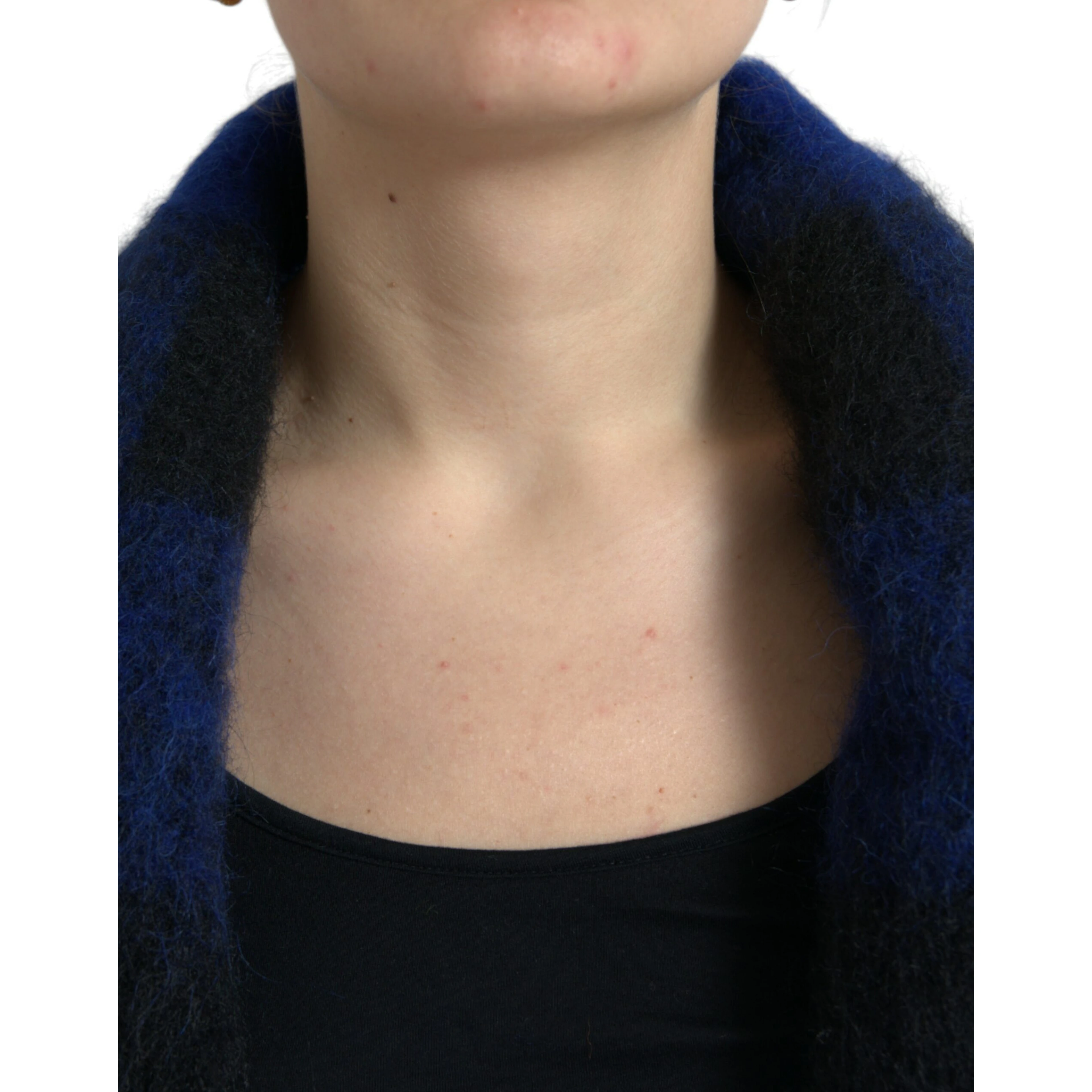 Black Blue Buffalo Check Poncho Coat Sweater