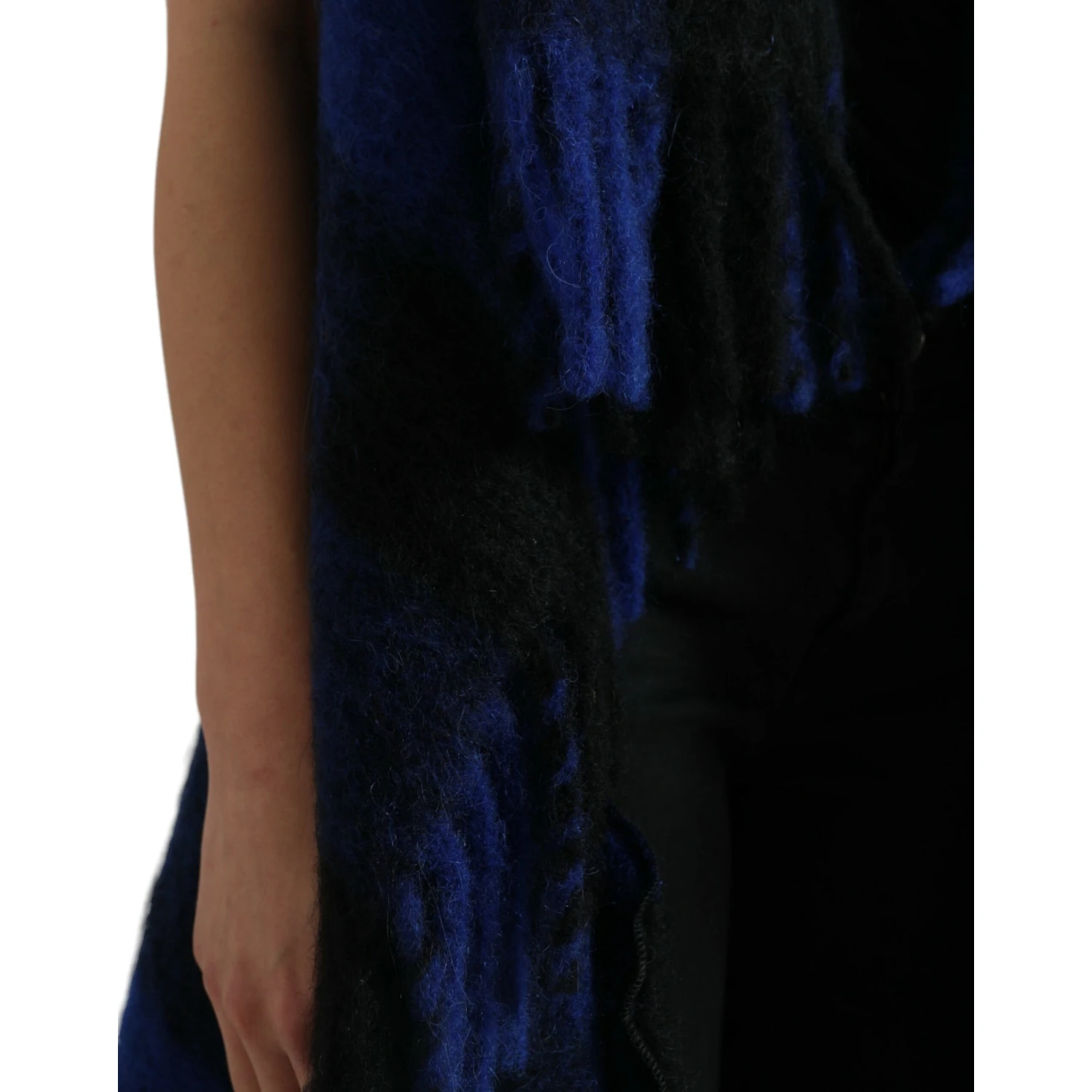 Black Blue Buffalo Check Poncho Coat Sweater