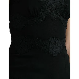 Black Silk Stretch Lace Sleeveless Tank Top