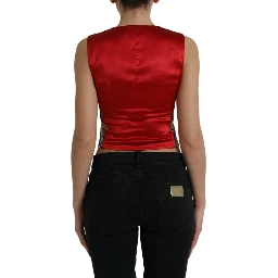 Multicolor Jacquard Button Waistcoat Vest Top