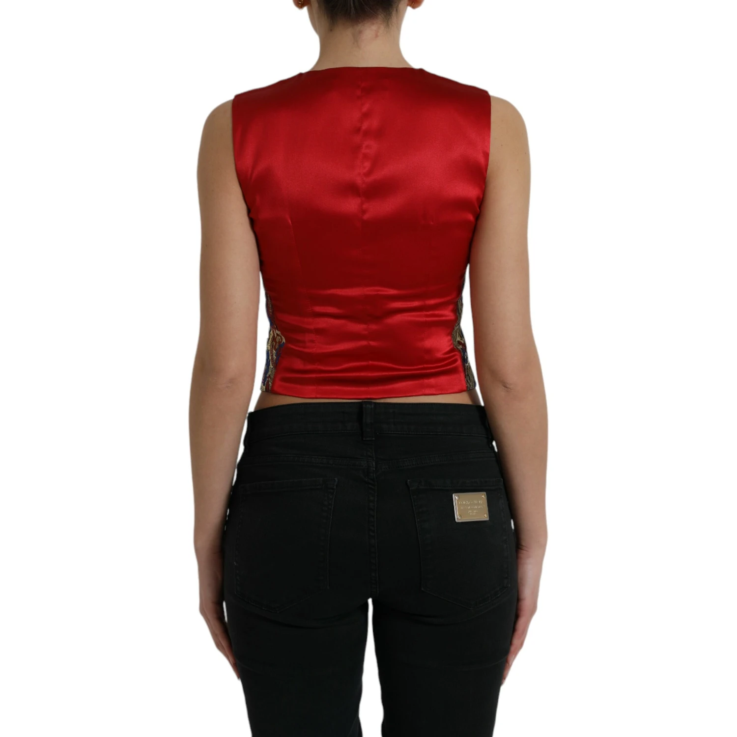 Multicolor Jacquard Button Waistcoat Vest Top