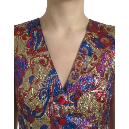 Multicolor Jacquard Button Waistcoat Vest Top