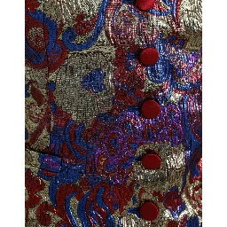 Multicolor Jacquard Button Waistcoat Vest Top