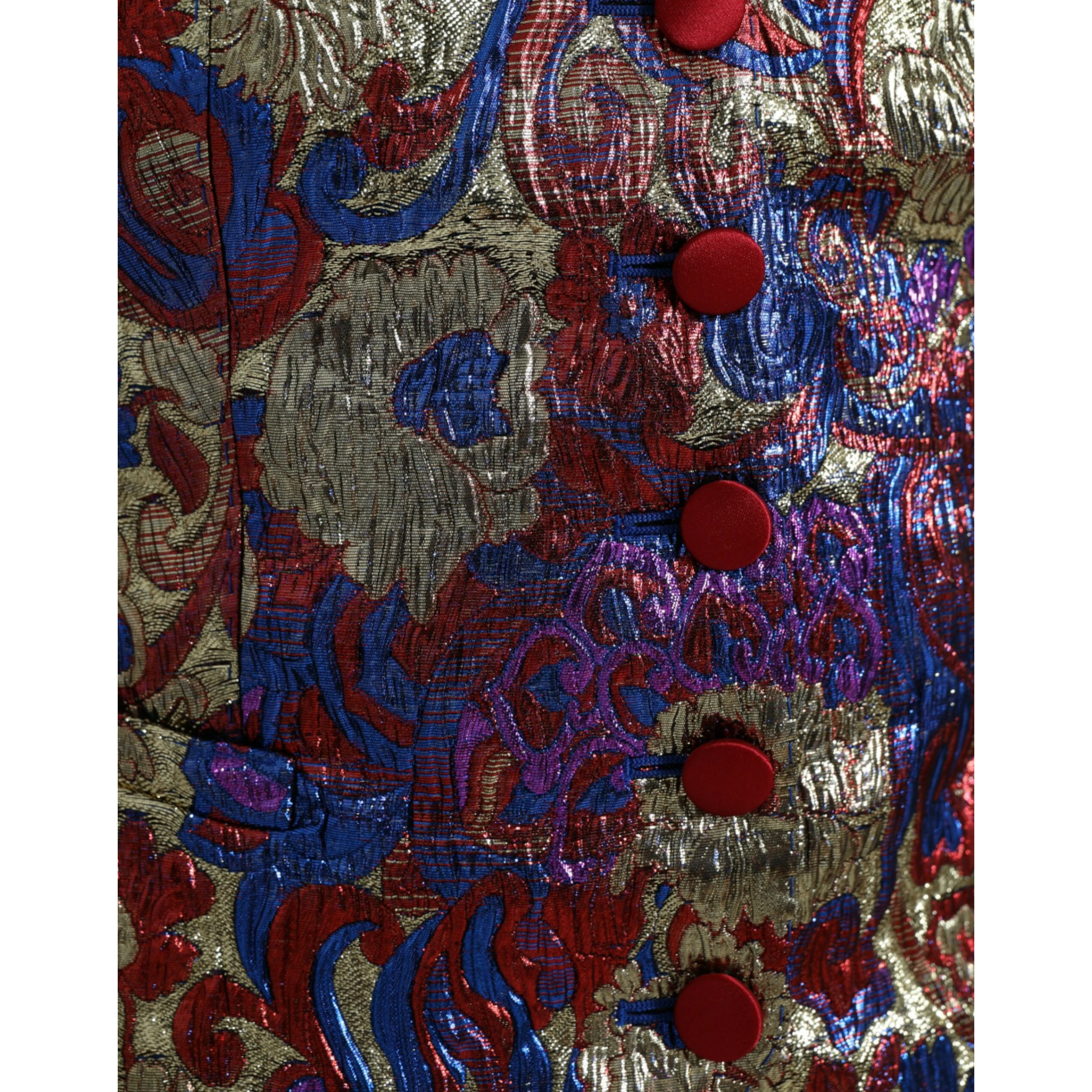 Multicolor Jacquard Button Waistcoat Vest Top