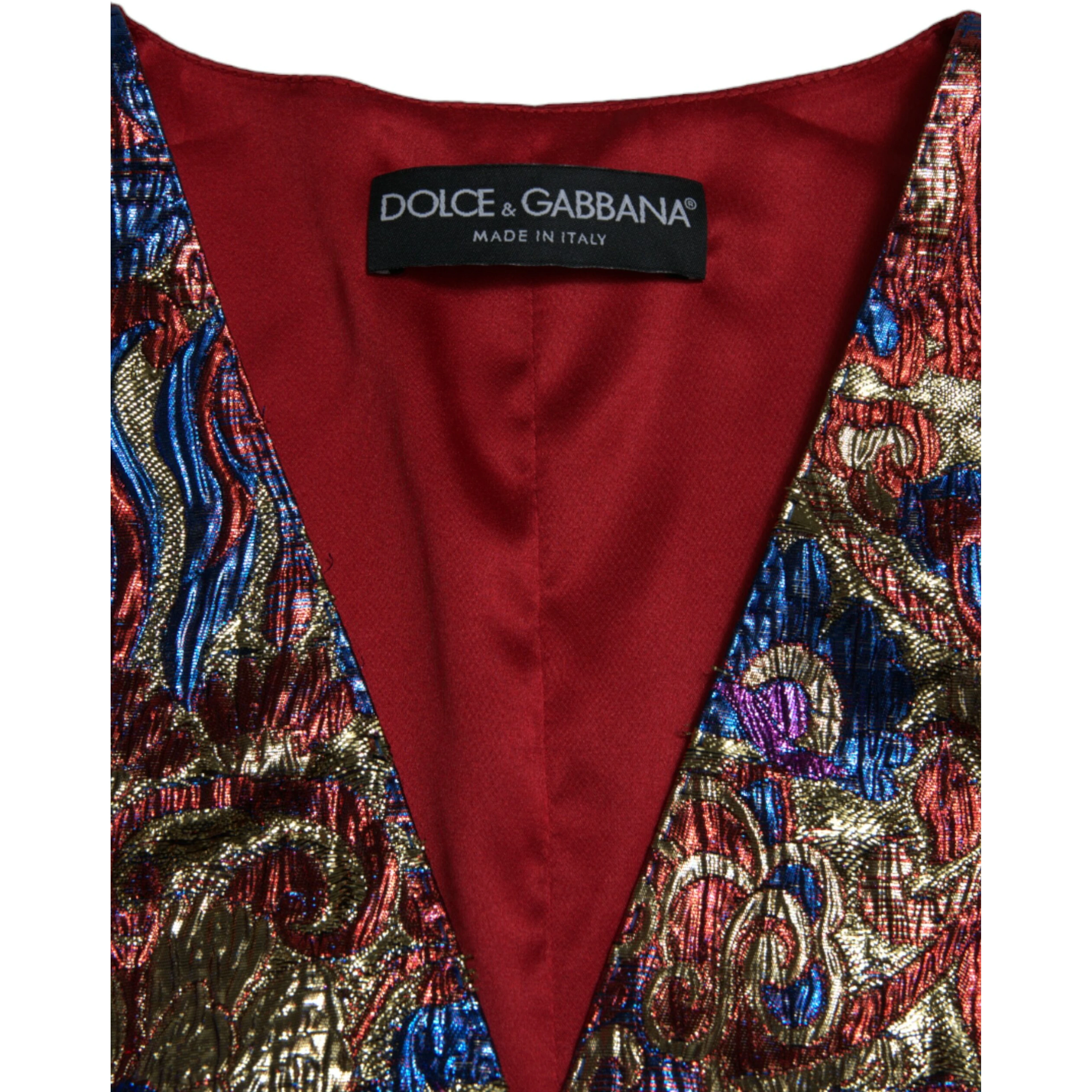 Multicolor Jacquard Button Waistcoat Vest Top