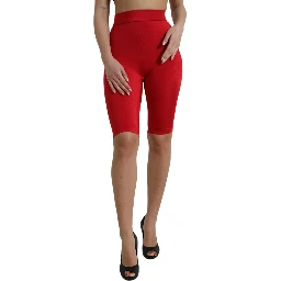 Red Stretch High Waist Cropped Leggings Pants
